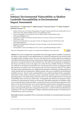 Intrinsic Environmental Vulnerability As Shallow Landslide Susceptibility in Environmental Impact Assessment