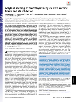 Amyloid Seeding of Transthyretin by Ex Vivo Cardiac Fibrils and Its