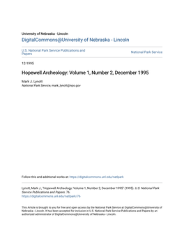 Hopewell Archeology: Volume 1, Number 2, December 1995