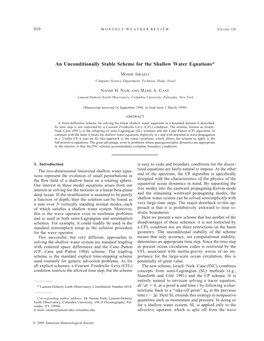 An Unconditionally Stable Scheme for the Shallow Water Equations*