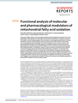 Functional Analysis of Molecular and Pharmacological Modulators of Mitochondrial Fatty Acid Oxidation