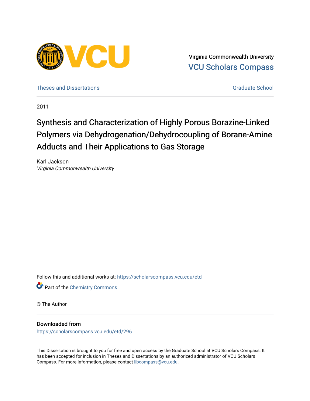 Synthesis and Characterization of Highly Porous Borazine-Linked