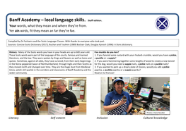 Banff Academy – Local Language Skills. Staff Edition. Your Words, What They Mean and Where They’Re From