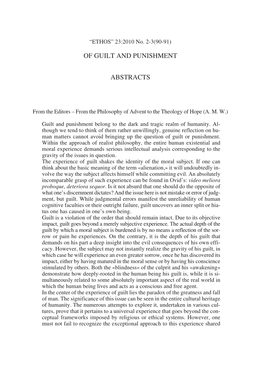 Of Guilt and Punishment Abstracts