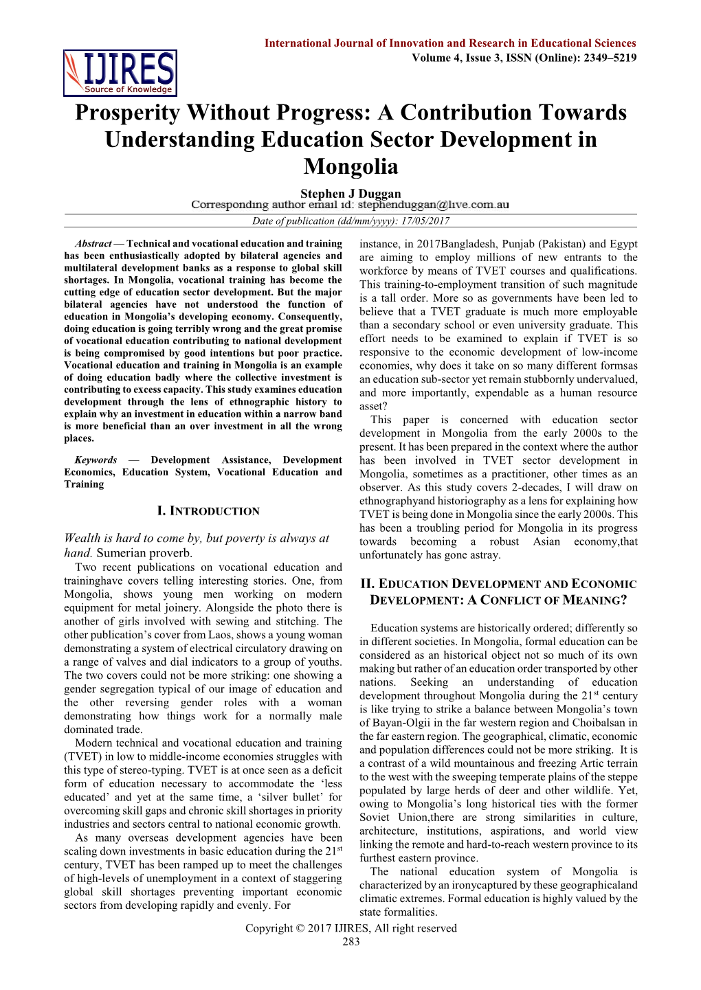 A Contribution Towards Understanding Education Sector Development in Mongolia
