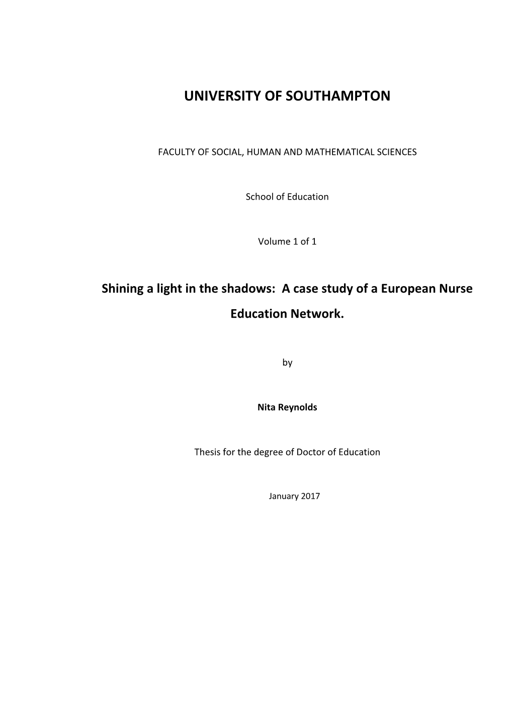 A Case Study of a European Nurse Education Network