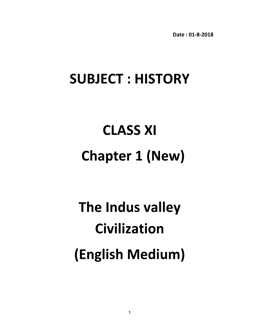 History XI Chapter 1