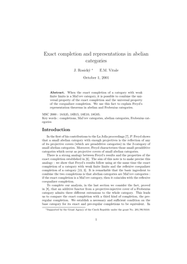 Exact Completion and Representations in Abelian Categories