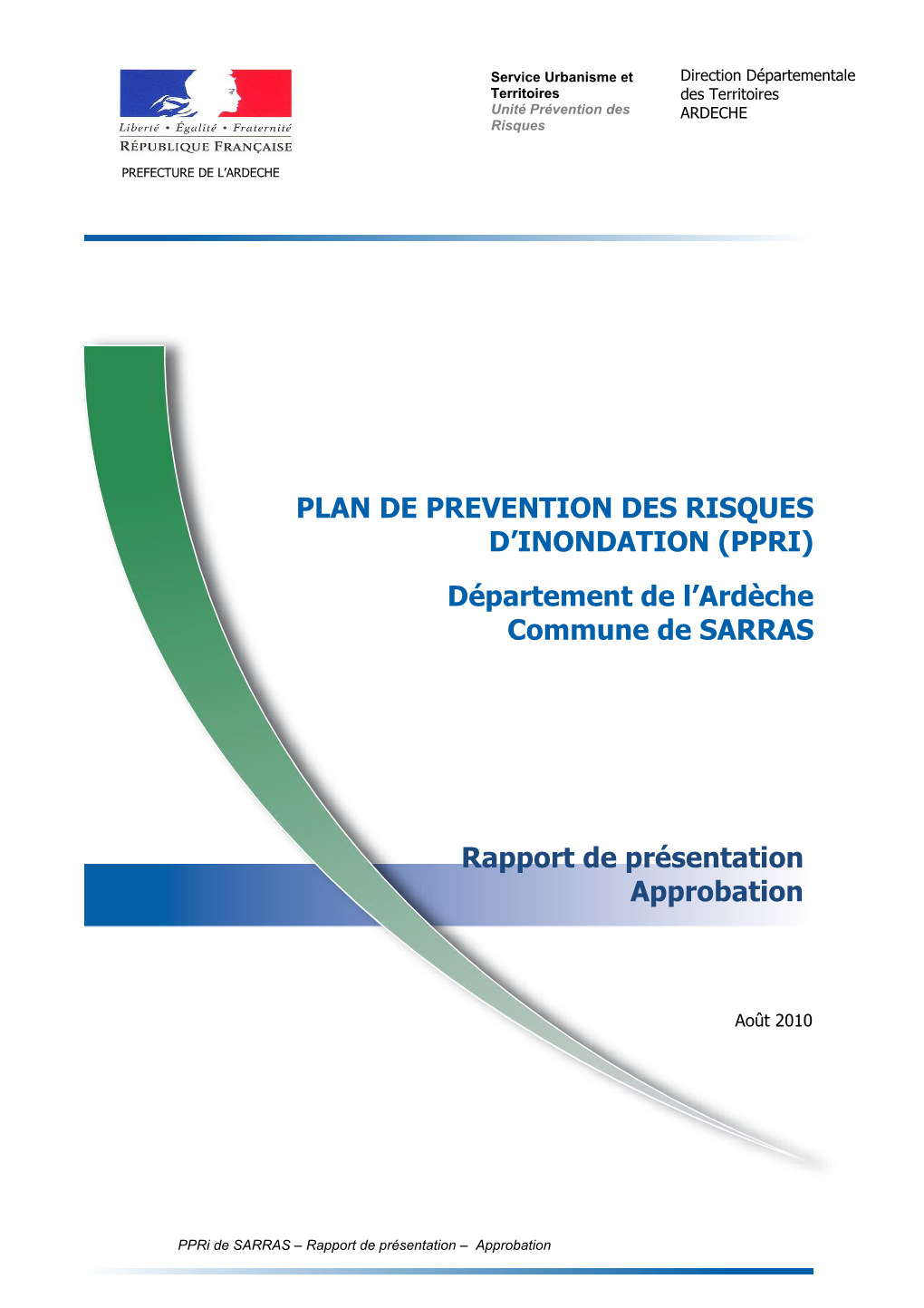 (PPRI) Département De L'ardèche Commune De SARRAS Rapport De