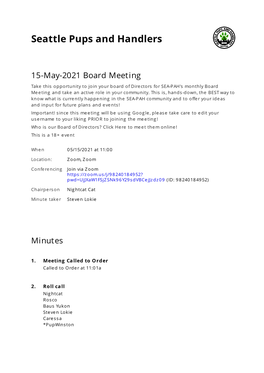 Minutes of 15-May-2021 Board Meeting on 05/15/2021 Summary of Matters Arising