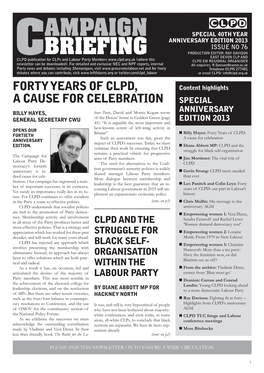 Forty Years of Clpd, a Cause for Celebration CLPD MORE NEEDED THAN (Cont