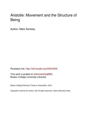 Aristotle: Movement and the Structure of Being