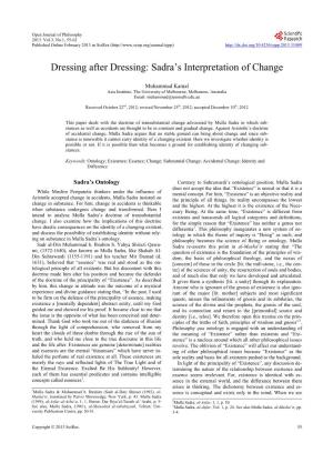 Sadra's Interpretation of Change