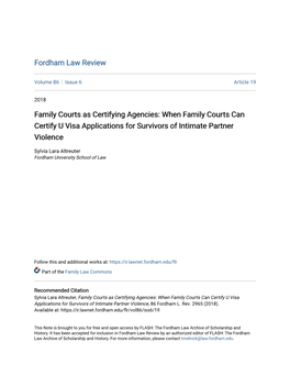 When Family Courts Can Certify U Visa Applications for Survivors of Intimate Partner Violence