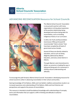 Advancing Reconciliation Resource for School Councils First Nations