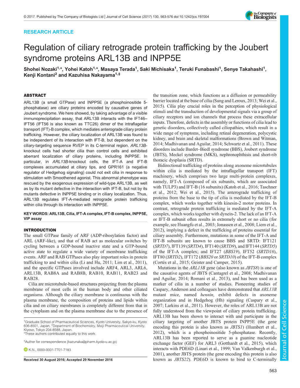 Regulation of Ciliary Retrograde Protein Trafficking by the Joubert Syndrome