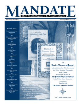 The Bi-Monthly Magazine of the Prayer Book Society Mvolume 30, Number 1 Andatjanuary / Februarye 2007