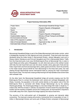 (PSI) Project Name Mymensingh Kewatkhali Bridge Project Country