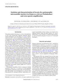 Isolation and Characterization of Twenty-Five Polymorphic Microsatellite Markers in Siniperca Scherzeri Steindachner and Cross-S