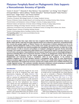 Article Platyzoan Paraphyly Based on Phylogenomic Data Supports A