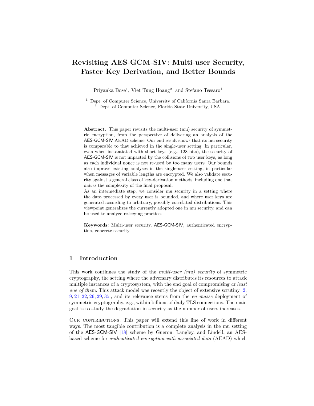 Revisiting AES-GCM-SIV: Multi-User Security, Faster Key Derivation, and Better Bounds