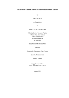 Microvolume Chemical Analysis of Atmospheric Gases and Aerosols