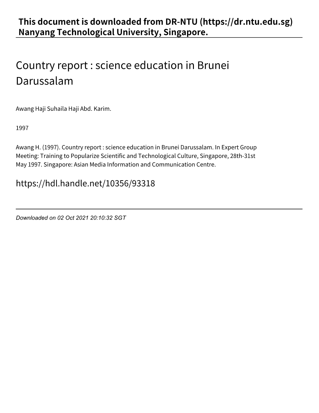 Science Education in Brunei Darussalam