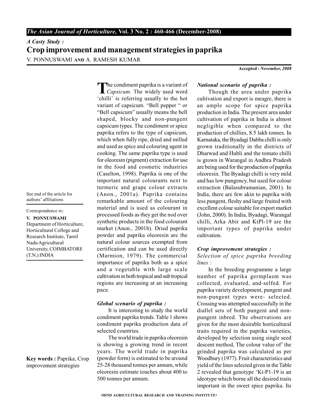 Crop Improvement and Management Strategies in Paprika V