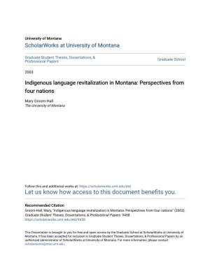 Indigenous Language Revitalization in Montana: Perspectives from Four Nations