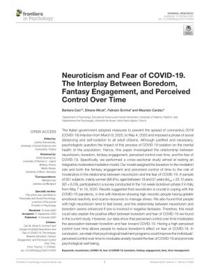 Neuroticism and Fear of COVID-19. the Interplay Between﻿﻿ Boredom