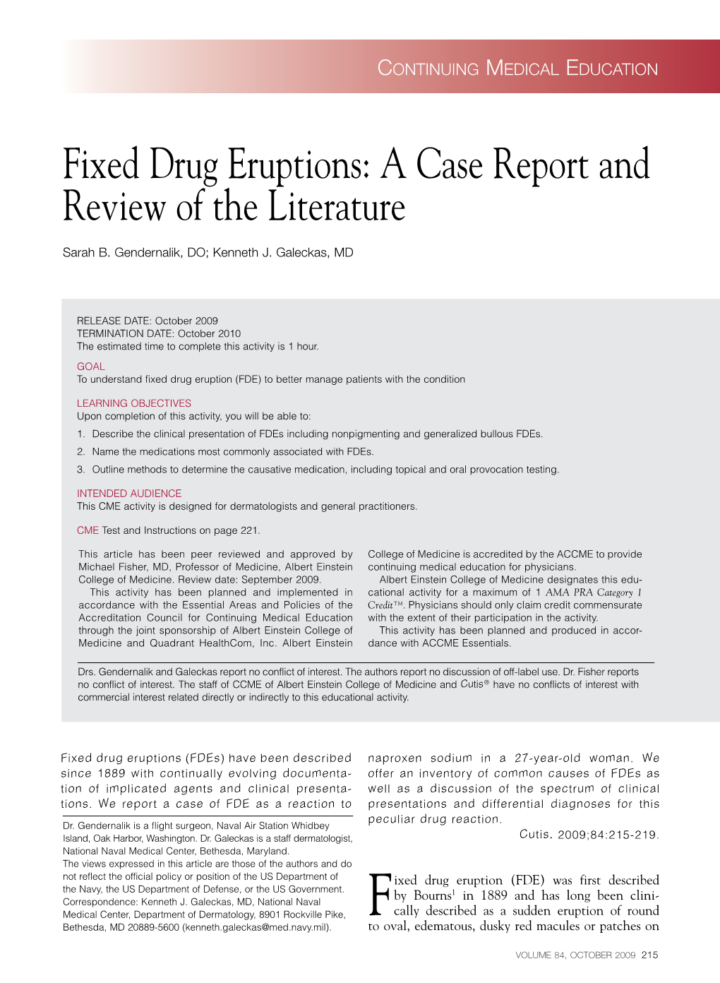 Fixed Drug Eruptions: a Case Report and Review of the Literature