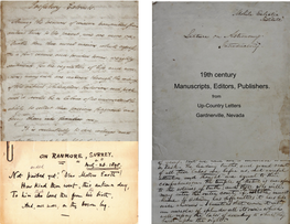 19Th Century Manuscripts, Editors, Publishers
