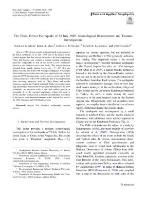 The Chios, Greece Earthquake of 23 July 1949: Seismological Reassessment and Tsunami Investigations