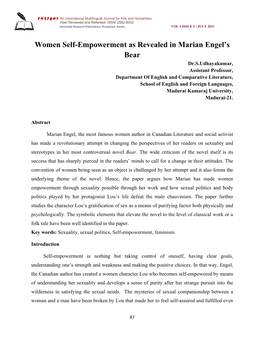 Women Self-Empowerment As Revealed in Marian Engel's