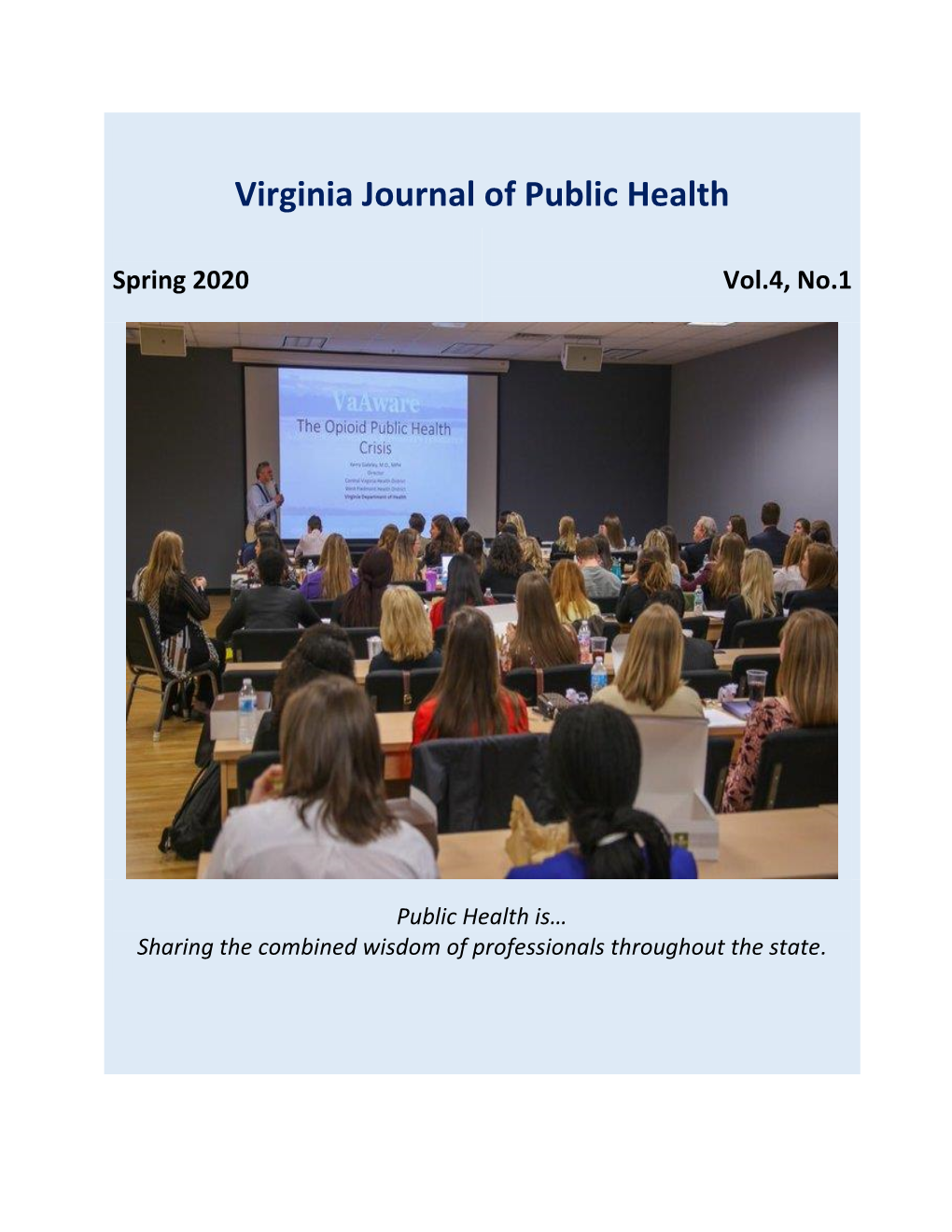 Virginia Journal of Public Health Spring 2020.Pdf