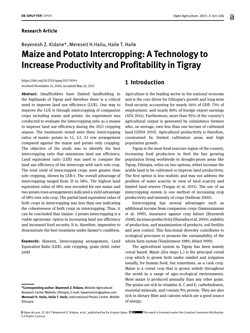 Maize and Potato Intercropping