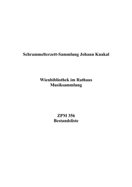 Schrammelterzett-Sammlung Johann Knakal Wienbibliothek Im Rathaus