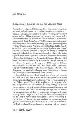 The Making of Chicago Review: the Meteoric Years