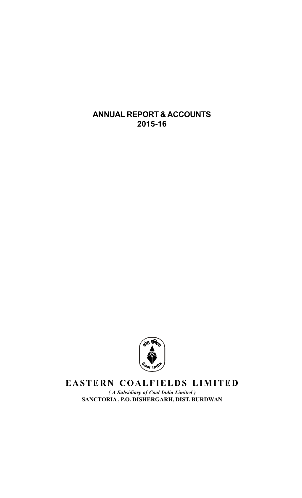 Eastern Coalfields Limited Annual Report 2016-1.Pdf