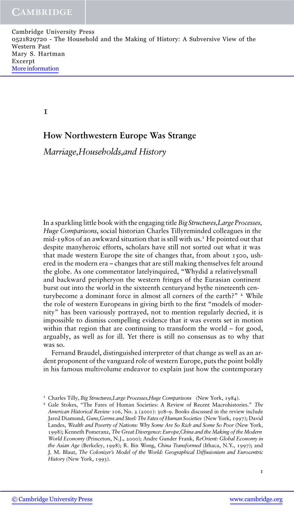 How Northwestern Europe Was Strange Marriage, Households, and History