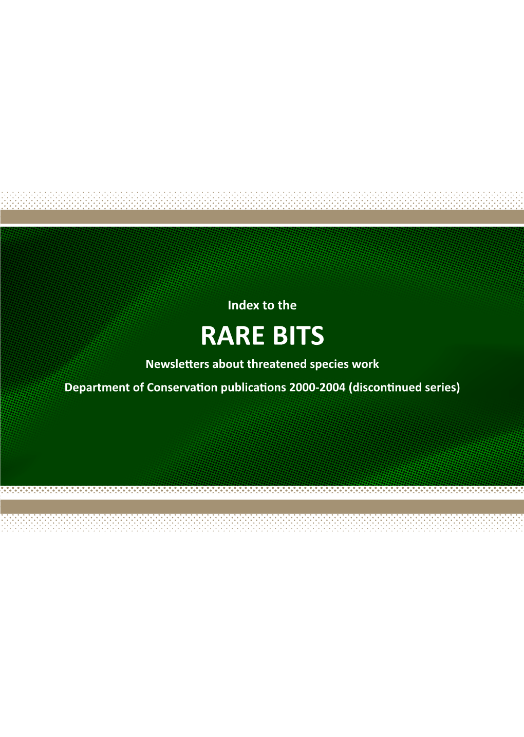 Index of the Rare Bits Newsletters