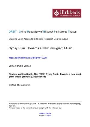 Gypsy Punk: Towards a New Immigrant Music