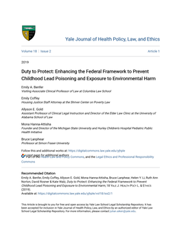 Enhancing the Federal Framework to Prevent Childhood Lead Poisoning and Exposure to Environmental Harm