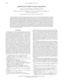 Adhesion Force Studies of Janus Nanoparticles