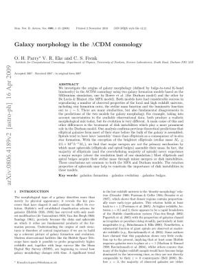 Galaxy Morphology in the ΛCDM Cosmology 3 Were Retained for Further Analysis