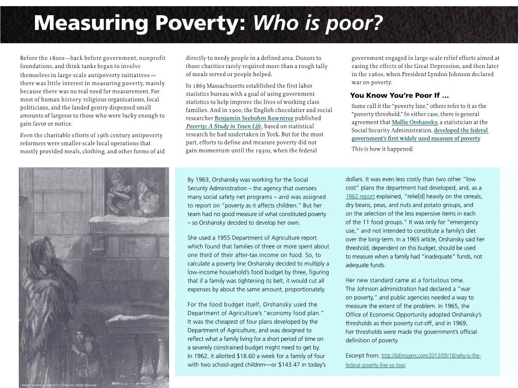 Measuring Poverty: Who Is Poor?