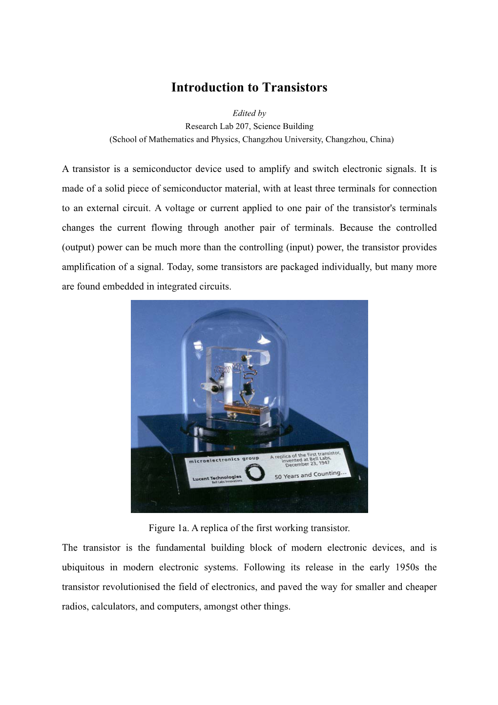 Introduction to Transistors