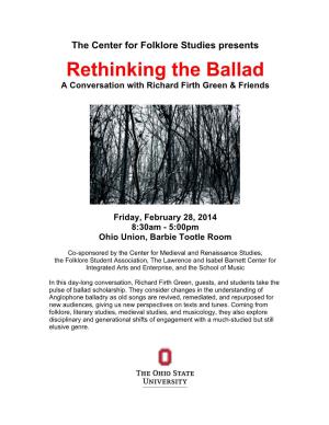 Rethinking the Ballad a Conversation with Richard Firth Green & Friends