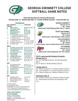 Softball Game Notes.Indd