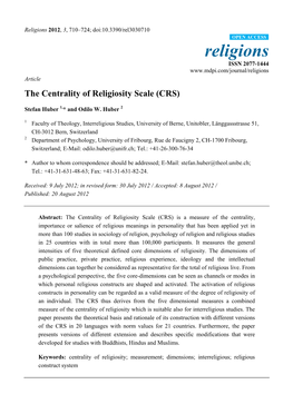 The Centrality of Religiosity Scale (CRS)